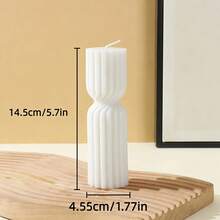 شمعة عمود فاخرة بتصميم شرائط بيضاء ثلاثية الأبعاد بحجم 11.5-19.5 سم، شمعة عطرية خالية من الدخان، مناسبة كهدية عيد ميلاد أو عيد الحب أو للاستخدام اليومي أو كهدية أو لاحتفالات الزفاف أو كتذكارات أو لحفلات أو لديكور طاولة المنزل خلال شهر رمضان