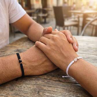 1PC/2PCS/Set Casual Simple Copper Bead Bracelet, Black Glass Bracelet, White Crystal Bracelet, Gold Bead Bracelet, Couple Bracelet, Sisters Bracelet, Adjustable Neutral Design, Adjustable Braided Rope Bracelet, Lucky Bracelet, Stackable Bracelet, Couple Bracelet, Birthday Gift, Family Gift, Valentine's Day Gift, Christmas Gift, Christian Gift, Anniversary Gift