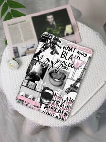 Fashion Black And White Splicing Pattern Tablet Protective Case, Compatible With IPad 9.7/10.2/10.5/10.9/12.9/Pro 11, 10th Generation, Compatible With Samsung Galaxy Tab S6 Lite 10.4-Inch, Compatible With Kindle Paperwhite 12th Gen 2024, Kindle (11th Generation) 2022 Version, Kobo Clara Color, Soft Fall Protection, Smart Stand/Automatic Wake-Up/Sleep - Multicolor - View 2