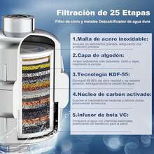 Cabezal de Ducha con Filtración de 25 Etapas, Regaderas Cabezal de Ducha de 6' con Soporte, Regaderas de Lluvia de Alta Presión con Filtro de Alta Presión, Elimina Impurezas, Elimina el Cloro etc - Cromo - Ver 4