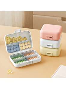 1 pieza Caja de pastillas portátil de 7 días, caja de almacenamiento de pastillas semanal de 7 rejillas, caja de almacenamiento de pastillas redonda, caja de acabado de pastillas portátil y sellable para vitaminas y pastillas, esencial de viaje para hombres y mujeres - Multicolor - Ver 2