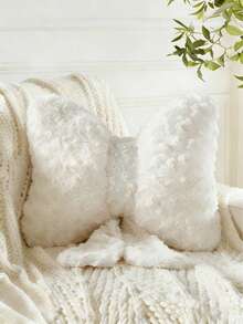 Rose Velvet Bow-Adorned Throw Pillow Adds A Delightful Touch Of Charm To Living Room Sofas, Bedroom Headboards, And Other Home Spaces Makes A Wonderful Gift - White - View 7