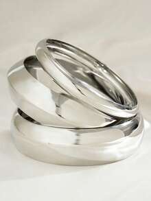 3 pièces/set Bracelet jonc en métal lisse à motif géométrique bohème, bijou en métal polyvalent pour fête, mariage, vacances. Cadeau de bracelet pour femmes et couples - bracelet - Voir 8