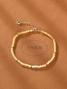 1pc 18K Gold Plated Natural Yellow Australian Opal Faceted Bead Women Bracelet - Yellow Opal - View 4