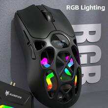 Ratón inalámbrico Bluetooth H16, ligero S205, 3 modos, adecuado para juegos, recargable, iluminación RGB, compatible con PC, portátil y tableta, Navidad - Negro - Ver 6