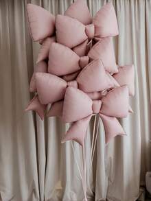 4Pcs Extra Large Frosted Pink Bow Aluminum Foil Balloons, Pink Party Decorative Balloons, Perfect For Various Theme Event Decorations, Back-To-School Activities, Weddings, Birthdays, Garden Parties, Graduation Season, Anniversary Celebrations, Photo Background Balloons, Music And Art Event Decorations - Hồng mờ - Xem 1