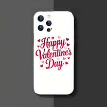 1PC Phone Case,  Happy Valentines Day Hearts Pattern , Stylish Phone Case, Phone Decoration, All-around Lens Protection, Creative Small Gift, Funny Gift for Boys and Girls - Negro - Ver 3