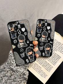 Bonita funda para teléfono con diseño de muñeca Dark Vibe con mariposas y M&M's, compatible con fundas ,  17,  16 Pro Max,  15 Pro Max,  13 y  12. Fabricada en TPU, ofrece protección anticaídas. Un regalo perfecto para familiares, amigos, seres queridos y ocasiones especiales.funda de ,  funda de  16, Navidad,  fundas de , funda de  15,  17 Pro Max, fundas para , funda de  16 Plus, regalos de Navidad, funda de  13, funda de teléfono de Navidad, funda de  16 Pro - Negro - Ver 5
