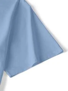 GRDR 男士夏季印花涂鸦短袖时尚T恤，适合夏季穿着 - 霧霾藍 - 查看 7