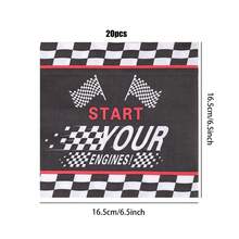 20pcs/40pcs/60pcs, Black & White Racing Track Napkins For Boys' Racing Party Racing Wheel Theme Birthday Party Tableware 6.5" Disposable Tissues Cartoon Racing Theme Birthday Party,Racing Car Checkered Flag Lunch Napkins - Multicolor - View 9