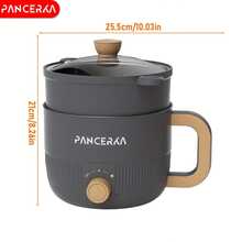PANCERKA 1.0 L Mini Electric Cooking Pot, Multifunctional Electric Cooking Pot With Steamer, Non-Stick Layer Mechanical Knob Type, Household Electric Hot Pot, EU Plug