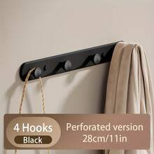 Wall Mounted Coat Rack, White Hooks, Adhesive/Screw Mounted, Stainless Steel Door Hooks, For Hanging Hats, Towels, Clothes, With 4/5/6/7/8 Round Hangers - Multicolor - View 15