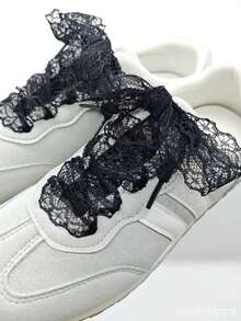 1双极简韩版黑色蝴蝶结鞋带,120厘米,运动鞋和休闲鞋配饰,适合夏季日常穿着、新年、情人节等场合。 - 黑色 - 查看 3