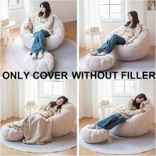 Puff Puf Silln Incluido Sof Funda de Silla de Puff Sin Relleno Adultos y nios, Decoracion Habitacion Juvenil, Funda de Puff Salon, White - gris - Ver 5