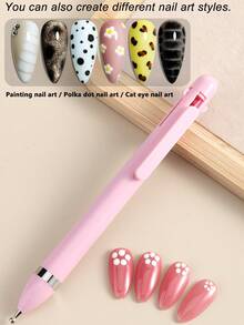 1pc 4‑In‑1 Retractable Nail Art Dotting Pen, Portable Nail Dotting Pen, 4 Sizes Metal Dot Tips Pick Up Rhinestones Pearls Nail Gems DIY Manicure Tool For Home Nail Salon Use - Multicolor - View 8
