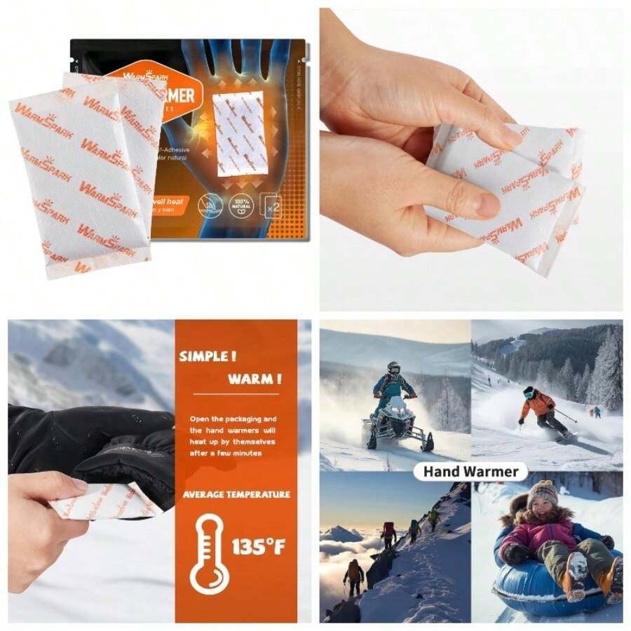 Calentadores de manos calientes, 80 unidades, calentadores de manos desechables de un uso, paquetes de calor activados por aire para manos, dedos de los pies y el cuerpo, hasta 12 horas de calor - 40 pares - Ver 1