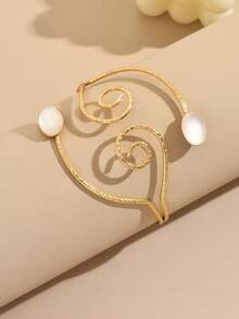 1件女士夸张几何镂空手镯 - 金黃色 - 查看 3