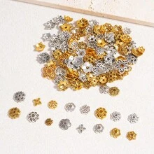 100pcs/Pack Vintage Mixed Style Hollow Flower End Cap Spacer Beads For DIY Bracelet Earring Necklace Jewelry Making - Multicolor - View 13