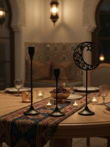 1 قطعة/مجموعة حامل شمعة هلال ذهبي/أسود معدني/فانوس رمضان/حامل شمعة/حامل شمعة زجاجي مقاوم للرياح. مناسب للمناطق المنزلية اليومية مثل زوايا المكتب والخزانات في غرفة النوم وطاولات الجانب في غرفة المعيشة. - الأسود - مشاهدة 6