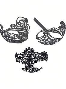 8pcs Lace Masks For Masquerade Party Performance, Soft & Skin-Friendly Sexy Masks For Women [Random Style] - Black - View 4