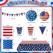 D127Pcs 4th Of July Plates And Napkins Sets 4th Of July Decorations American Flag Patriotic Party Plies Disposable Paper Plates For Memorial Day Veterans Day Independence Day Party Decorations - Patriotic - View 2