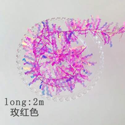 Korean Ins-Style Iridescent Tinsel Cake Decor, Colorful Tinsel For New Year, Christmas, Birthday Baking Dessert Table Decoration