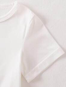 Conjunto de top de manga corta y pantalones con estampado de estrella y luna, informal para bebé niña, primavera/verano - Blanco - Ver 5