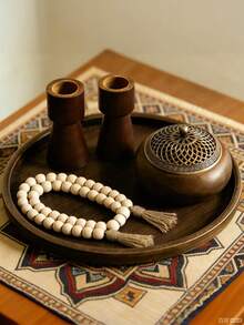 1件木珠花环，配以黄麻流苏 - 优雅的米色和奶油色设计，适用于家居装饰、节日餐桌摆设和季节性庆祝活动 - 非常适合冬季、新年和DIY珠宝配件、节日派对装饰|优雅的流苏设计|天然木珠饰品、家居装饰、客厅配件