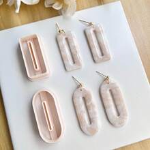 1pc/2pcs The Soft Pottery Mold With Simple Geometric Shapes Is Suitable For Novice DIY Craftsmen To Make Soft Pottery Handmade Earrings - Apricot - View 3