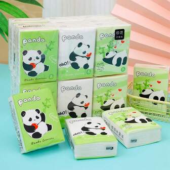 Söta pandatryckta näsduksnäsdukar, bärbar liten förpackning, lämplig för utomhuscamping, examensfest, födelsedag, halloween-grillfest, picknick. Lämplig för halloween, julevenemang och fester, kontor, företag, utomhus, kök, badrum, hem, hushåll, skola, student, studenthem, camping, resor, lämplig för män och kvinnor