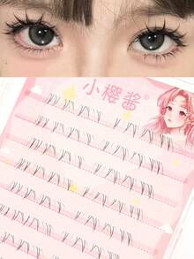 80 Clusters Individual Cluster Lashes DIY Lash Extension Crossed Wispy Soft Daily Cluster Lashes Thin Band Natural False Eyelashes Lash Clusters, Eyelash Clusters, Individual Eyelashes,Lashes,Fake Lashes - Black - View 3
