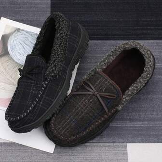 Men's Moccasin Slippers, Suitable For Indoor And Outdoor Wear