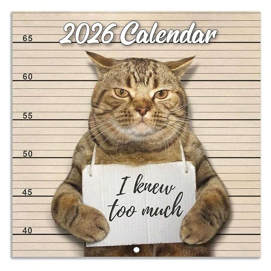 2026 Wall Calendar - January 2026 - December 2026, Funny Cat Calendar ...