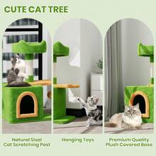 DOGAT Small Cat Tree Tower 70cm 28 Inch Indoor Cat Tree With Condo Scratching Post Top Perch Fish Platform Dangling Ball Colourful Kitten Activity Centre For Apartments Corners And Small Rooms - Green - Green - View 3