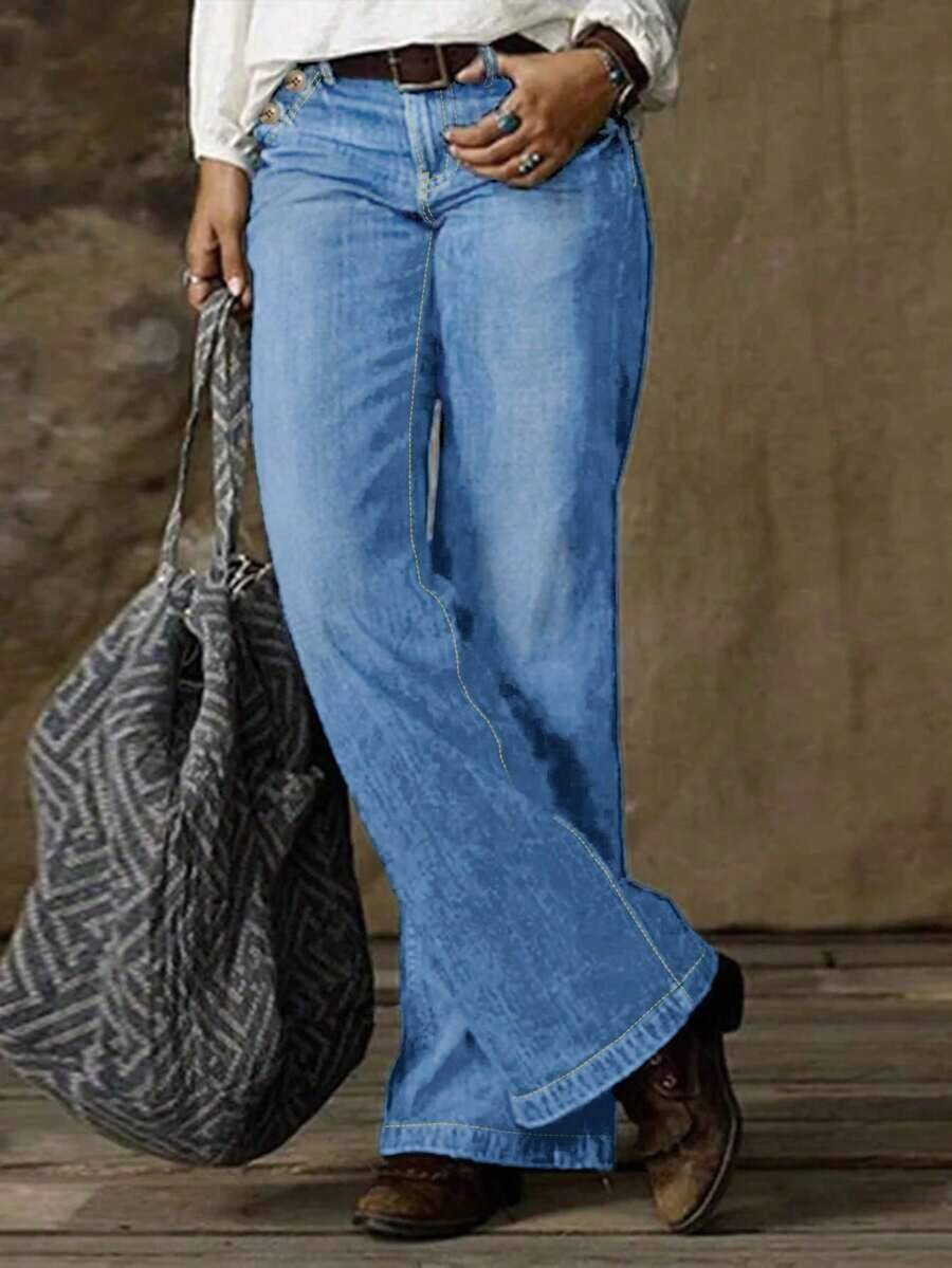 Womens Jeans, Y2K Style Women's Wear, High Street Straight-Leg Jeans, Casual Versatile Pants, Jeans>Pants, Suitable For All Seasons, With Multiple Pockets And Button Designs, Religion>Clothes, Suitable For Going Out, Cocktail Parties, Parties, Christmas, Nightclubs, Banquets, Film Festivals, Cinemas, Balls Cocktail Party, Bar, Wedding, Graduation Ceremony, Homecoming, Birthday Party, Rebellious Girl, Holiday-Themed Party, Out Dress, Streetwear, Fashion Show, Date, Valentine 's Day, Out Work University, School Village, Concert, Street Girl, Girl, Country Outfits Women, Out Best Women, Ladies' Vacation Clothing Country Concert Outfit,New Years Outfit Women, Valentine's Day, Clothes, Valentine Outfits For Women - Xanh da trời - Xem 1