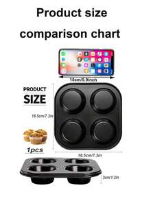 1pc Standard/Mini Muffin/Cupcake Baking Pan, 4/6/12/24/35/48 Cups Non-Stick Cake Mold, Baking Tool For Home Gatherings DIY Cakes, Bakeware, Kitchen Accessories - Black - View 9
