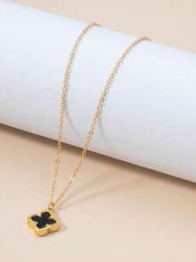 1件时尚、优雅、简约、精致、奢华的四叶草吊坠项链，独特百搭，适合日常佩戴 - 均碼 - 查看 2