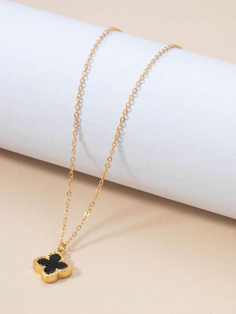 1pc Fashionable, Elegant, Minimalist, Exquisite, Luxury Four-Leaf Clover Pendant Necklace, Unique & Versatile For Daily Wear - one-size - View 2