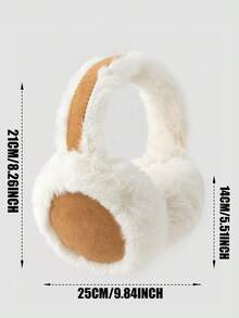 Adjustable Padded Ear Muffs For Women, Faux Fur, Warm Ear Warmers, Foldable For Cold Weather - White - View 3