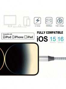 1m/2m/3m Nylon Braided USB-A To 8-Pin Fast Charging Cable, Compatible With IPhone 14/13/12/11 Pro Max XR XS X/8/7/6s Plus 5s SE, IPad, IPod, Christmas/Home Gift - Multicolor - View 6