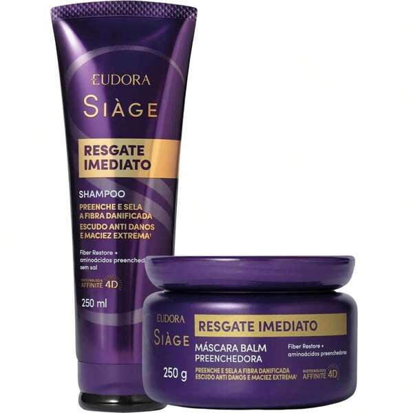 Kit Eudora Siàge Resgate Imediato Shampoo 250ml + Máscara 250g