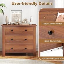 3-Drawer Dresser Wide Chest Of Drawers Modern Large Nightstand Closet Storage Organizer For Bedroom Living Room Hallway Walnut - Walnut - View 6
