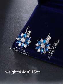 1 对时尚优雅的方晶锆石星形耳钉，适合日常佩戴、节日、聚会、旅行 - 銀色 - 查看 8