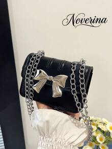 [US-Based Shipping]A New Fashionable Mini Square Bag For Fall And Winter Season, Hardware Bow Decoration, Flap Opening, Metal Double Chain, Small Capacity Lightweight Minimalist Crossbody Bag. Suitable For Women's Daily Life Leisure And Student Use Coin Purse, Fashionable Bow Purse For Women,Mini Shoulder Bag, Handbag, Crossbody Bag,Stylish And Portable, Compact And Practical, The Best Gift Choice,Women's Bow Knot Chain Cross Body Handbag Flap Mini Squared Shoulder Bags,Elegant PU Leather Shoulder Bag For Women With Chain Detail,For Party Wear From Office Commutes To Casual Shopping Trips Elegant,Women's Fall Clothing Winter Clothing Christmas Halloween Gift Pumpkin Skeleton Fall Spider Autumn Velvet Furry Party Fuzzy Plush,Black Purse Purses And Bags Women Tote Bag Bags For Women Silver Purse  Crossbody Bags For Women  Fall Clothes For Women Wallet Shoes Clear Purse Tote Bags For Women Black Bag Clear Bag Purses For Women - màu đen - Xem 7