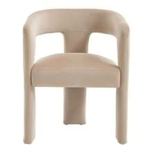 JIEMAX Modern Minimalist Khaki Velvet Dining Chairs – Plush Upholstered Seat With Wide Integrated Armrests & Sturdy Thick Block Legs, Stylish Accent Chairs For Dining Room, Living Room, & Home Office - 卡其色 - 查看 6