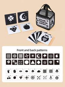 0-6 Months Baby Early Education Handheld Cloth Cards, 36 Patterns, Adorable Animals + Creative Shapes Colorful Fabric Flash Cards, Visual Stimulation Training Cards, Handheld Design Storage Bag, Parent-Child Interactive Toy, Newborn Early Education Gift, Ideal For Baby/Children's Day/Birthday - Multicolor - View 12