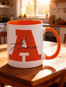 1pc Customized A-Z Ceramic Coffee Mug, Personalized With Name And Text, 11oz Initial Letter Cup, Hot/Cold Beverage, Birthday, Christmas, New Year, Valentine's Day, Mother's Day, Holiday, Home Decor, Personalized Gift, Christmas Gift, Room Decor, Kitchen Decor, Men's Gift, Women's Gift, Mom's Gift, Dad's Gift, Holiday Calendar - Multicolor - View 7