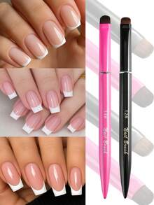 4/2/1 Pcs French Manicure Brush Set, 3-In-1 Nail Brush For Gel And Acrylic Nails - Nylon Bristles, Precise Cleaning And Nail Polish Application, Salon Manicure Accessories, Nail Art Tools - Multicolor - View 3