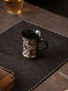 1个手工陶瓷咖啡杯，中东风格设计，适用于浓缩咖啡、茶、牛奶、阿拉伯咖啡 - 80毫升，小巧咖啡杯，沙特国庆节礼物，适合家庭和办公室使用