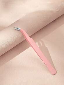 1pc Black Powder False Eyelash Tweezers Eyelash Tool Clip Eyelash Trim Eyelash Graft Eyelash Curler Dolphin Gold Feather Clip High Precision Flowering Tweezers - Pink - View 4
